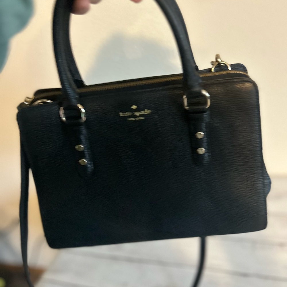 kate spade Black Pebbled Leather Satchel with Crossbody Strap - Picture 2 of 14
